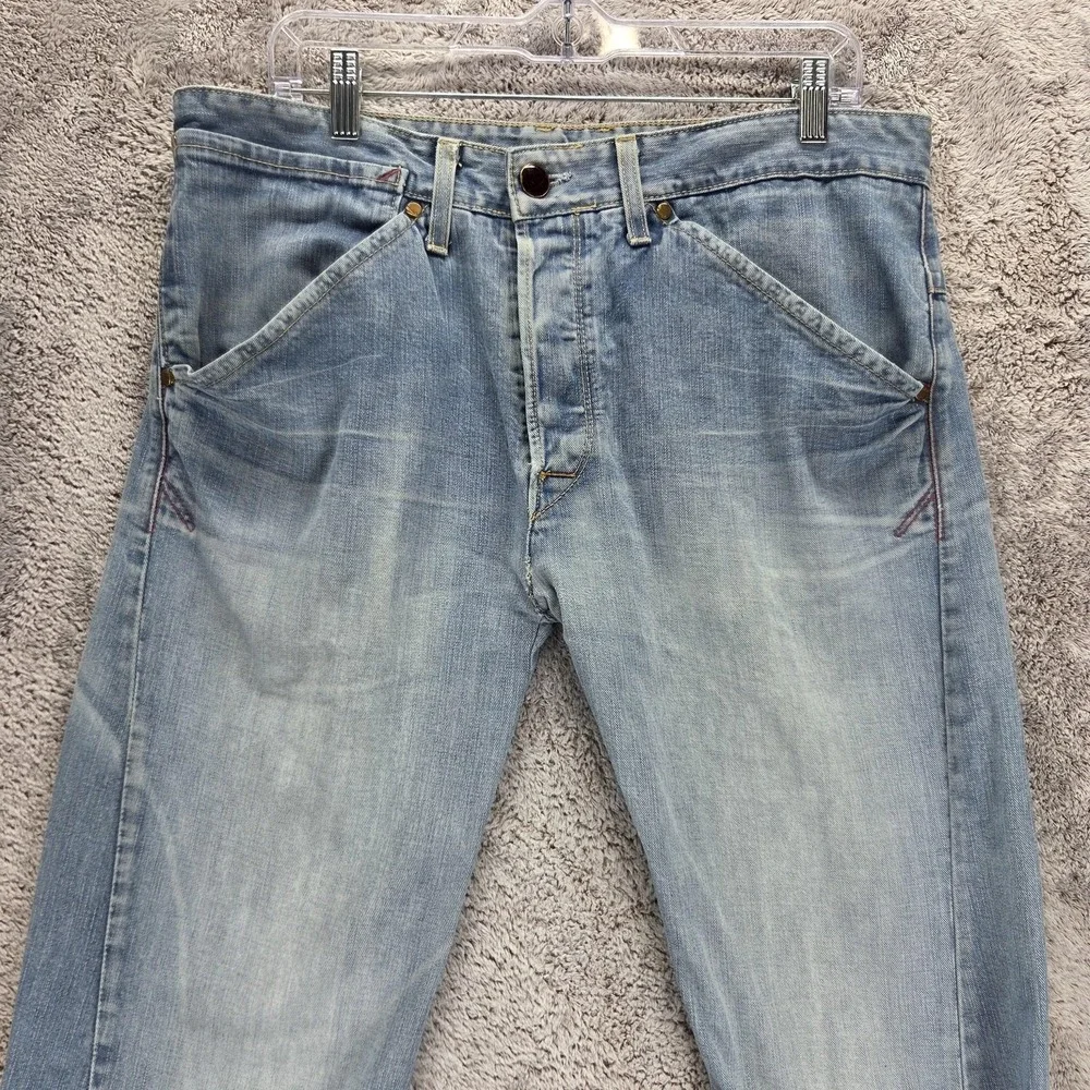 Vintage Levis Engineered Jeans Mens 34x34 Blue Light Wash Twisted Button Fly